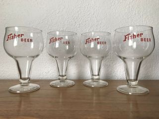 Set Of 4 Vintage Fisher Brewing Beer Glasses Salt Lake City Utah 14 Oz