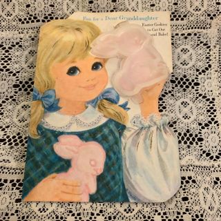 Vintage Greeting Card Granddaughter Cute Girl Cookie Cutter Easter