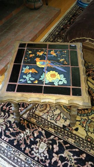 Vintage California bird floral Catalina Malibu taylor Tudor tile table 8