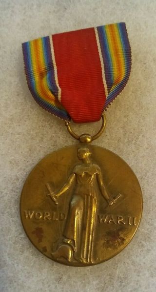 Us Wwii World War Ii Victory Medal W/ Pinback Fastener Ww2 Us Victory Medal