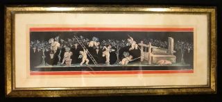 Vintage Watercolor Antonio Francione.  Mid - 20th C.  Signed.  13 ½” X 3 ¾”.