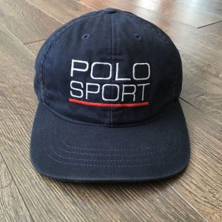 Vtg 90s Polo Sport Ralph Lauren Strapback Hat Spellout Tech Cap Flag Usa Bear