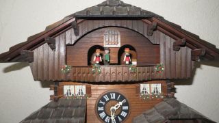 Vintage REGULA GERMANY 8 day CUCKOO CLOCK MUSICAL DANCERS Dogs Waterwheel 2