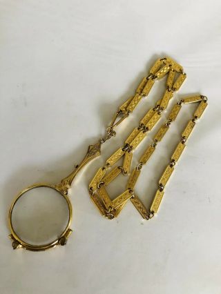 Art Deco Pinch Beck Opera Glasses And Chain