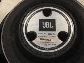 Vintage Usa Made Jbl 2226h 15 " Speaker $98.  00