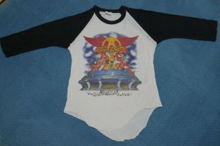Rare Vintage Concert Tour T - Shirt Aerosmith 1982 Rock In A Hard Place Baseball S