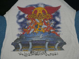 Rare Vintage Concert Tour T - Shirt Aerosmith 1982 Rock In a Hard Place Baseball S 2