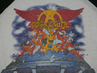 Rare Vintage Concert Tour T - Shirt Aerosmith 1982 Rock In a Hard Place Baseball S 3