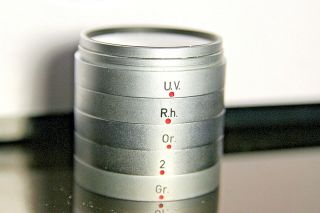 RARE - EX - Vintage Ernst Leitz - Wetzlar 5/ Uv,  Rh,  Or,  Gr,  2 filters for 50 Xenon len 2