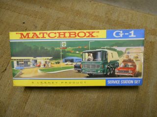 VINTAGE 1965 LESNEY MATCHBOX G - 1 SERVICE STATION SET DIECAST - BOX - ENGLAND 3