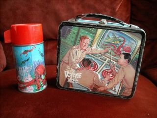 1967 VINTAGE VOYAGE TO THE BOTTOM OF THE SEA ALADDIN LUNCH BOX W/ THERMOS 2
