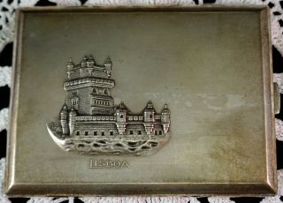 Silver & Gilt Card Or Cigarette Case Torre De Belém Lisboa