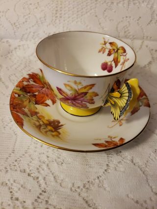 Vintage Aynsley Butterfly Handle China Tea Cup & Saucer England 1930s