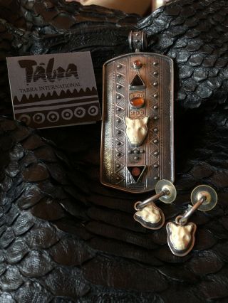 Vintage Tabra Shield Pendant With Matching Earrings
