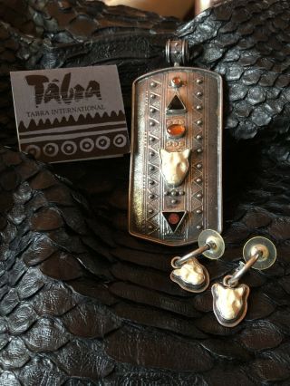 VINTAGE TABRA SHIELD PENDANT WITH MATCHING EARRINGS 5