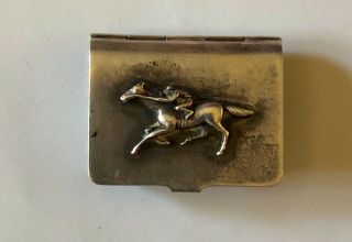 Napier Book Shaped Jockey Horse Racing Equestrian Sterling Silver Pill Box Vtg