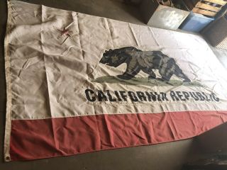 Large Vintage 120 X 71 Cloth California Republic Bear Usa American State Flag