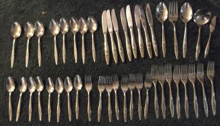 Oneida Craft Lasting Rose 45 Piece Service For 8 Stainless Flatware Set Vintage