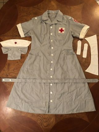 Vtg Post Wwii American Red Cross Uniform & Hat Volunteer Mercantile 50s