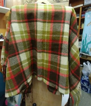 Vintage Pendleton Knockabouts Virgin Wool Poncho/blanket Tartan Plaid One Size