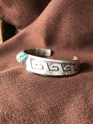 Lonn Parker Vintage Navajo Sterling Lapis Inlay Bracelet Cuff 2