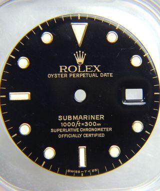 Vintage Factory Rolex Submariner 16613 16618 16803 Black Gold Watch Dial