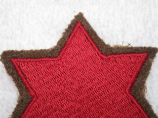 US ARMY WWII 6TH INFANTRY DIVISION WHITEBACK ON WOOL VINTAGE PATCH 3