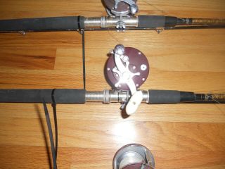 Vintage Penn Peer 209 saltwater reels and matching 8 ' 2 piece rods x 4 6