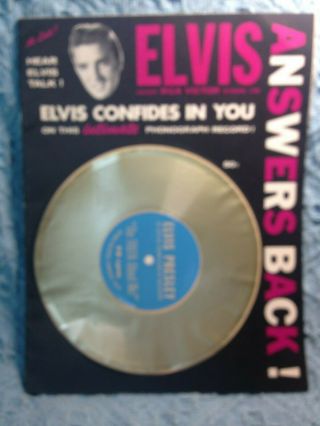 Vintage 1956 Elvis Presley Answers Back Confides In You With 6 3/4 " 78rpm Record