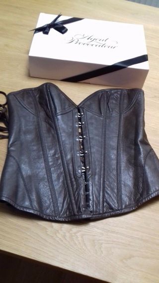 Agent Provocateur Rare Vintage Brown Leather Corset Size Medium A/b Uk10 - 12 Bnwt