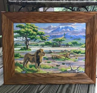 Vintage Paint By Number The Lion King African Desert Landscape Lioness Jungle