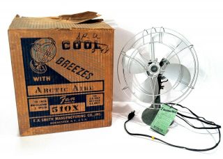 Vintage Old Fasco Arctic Air 10 Inch Oscillating Fan Nos W/ Box Look & Read