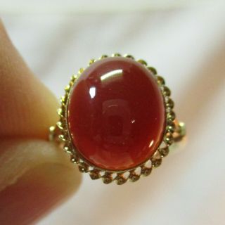 Antique Victorian 14k Gold Carnelian Cabachon Ring - 2.  4 Grams - Size 5