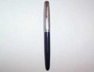 Vintage Parker 51 Dark Blue & Sterling Silver Cap Fountain Pen