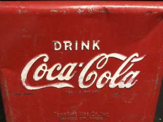 RARE Vintage 40’s/50’s Coca - Cola TempRite Embossed Metal Picnic Cooler 6