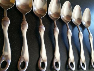 7 Ricci Ricciolo Argentieri Italy Stainless Steel Dinner Spoons Spoon