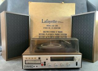 Vintage Rare Lafayette Lsc - 200 3 In 1 Turntable W/ Speakers Box Mcm