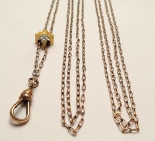 Vintage Gold Filled Slide Pearl Pocket Watch Holder Fancy Chain Fob Swivel Clasp