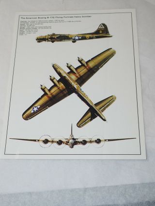 The American Boeing B - 17g Flying Fortress Heavy Bomber Poster With Specs