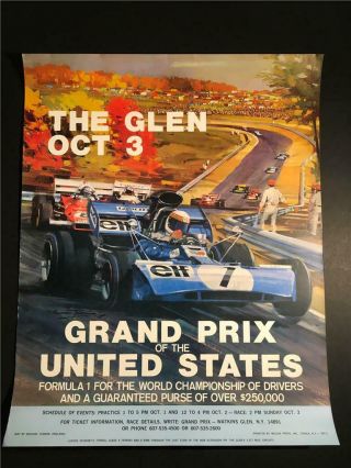 Watkins Glen - 1971 Vintage Formula 1 Grand Prix Poster - Auto Racing