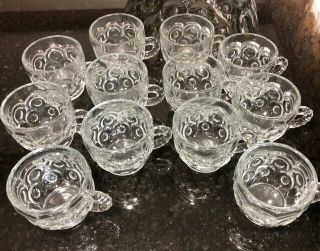 Vintage L.  E.  Smith Moon & Stars Clear Glass Punch Bowl & 12 Cups 4