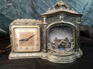 Vintage United Clock Co.  Fireplace Motion Mantle Clock 455