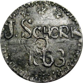 York City Civil War Token J Schork Very Rare Merchant R8