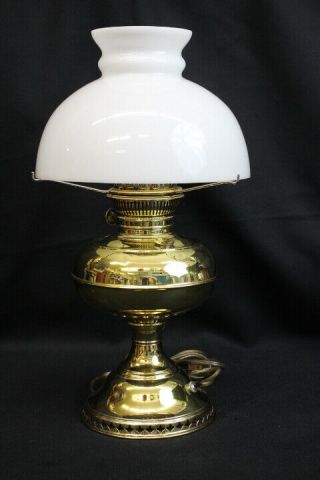 Vintage Rayo Oil Lamp Converted To Electric Table Lamp With Milk Glass Shade