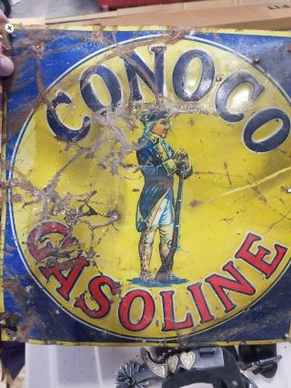 Vintage Rare Old Conoco Gasoline Minuteman Sign