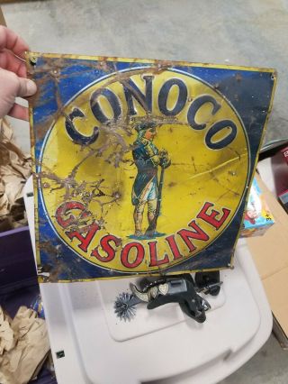 Vintage rare old conoco gasoline minuteman sign 3