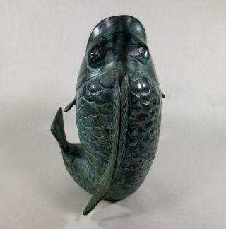 Bronze Koi Fish Statue Vase Figurine Art Sculpture Decor Asian Vintage Patina 4
