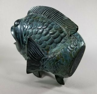 Bronze Koi Fish Statue Vase Figurine Art Sculpture Decor Asian Vintage Patina 5