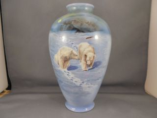 Scarce Vintage Royal Bayreuth Porcelain Polar Bear Vase