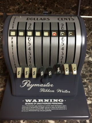 Paymaster Ribbon Writer Series 8000 Vintage gray,  key.  & 6